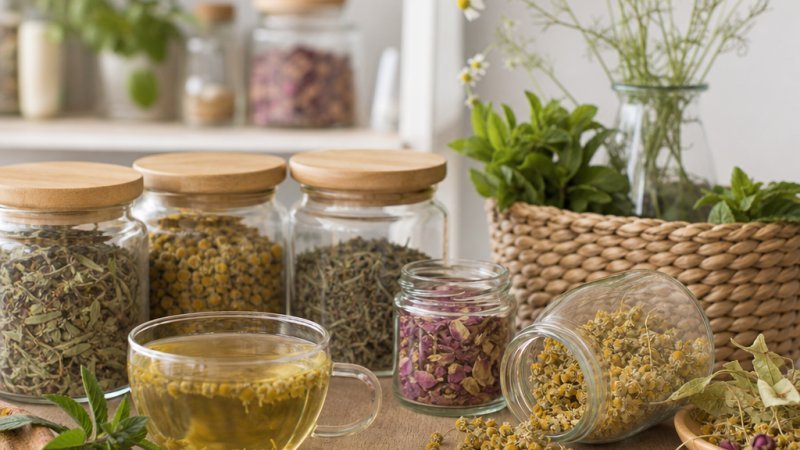 infusiones para el verano refrescantes y coloridas en una mesa