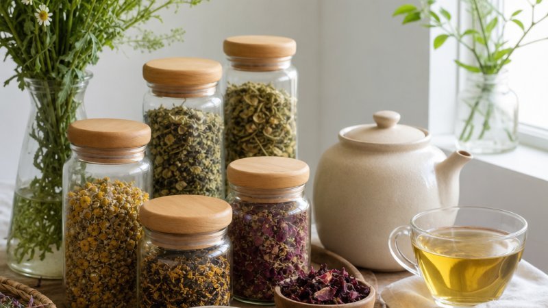 infusiones para el verano refrescantes y coloridas en una mesa