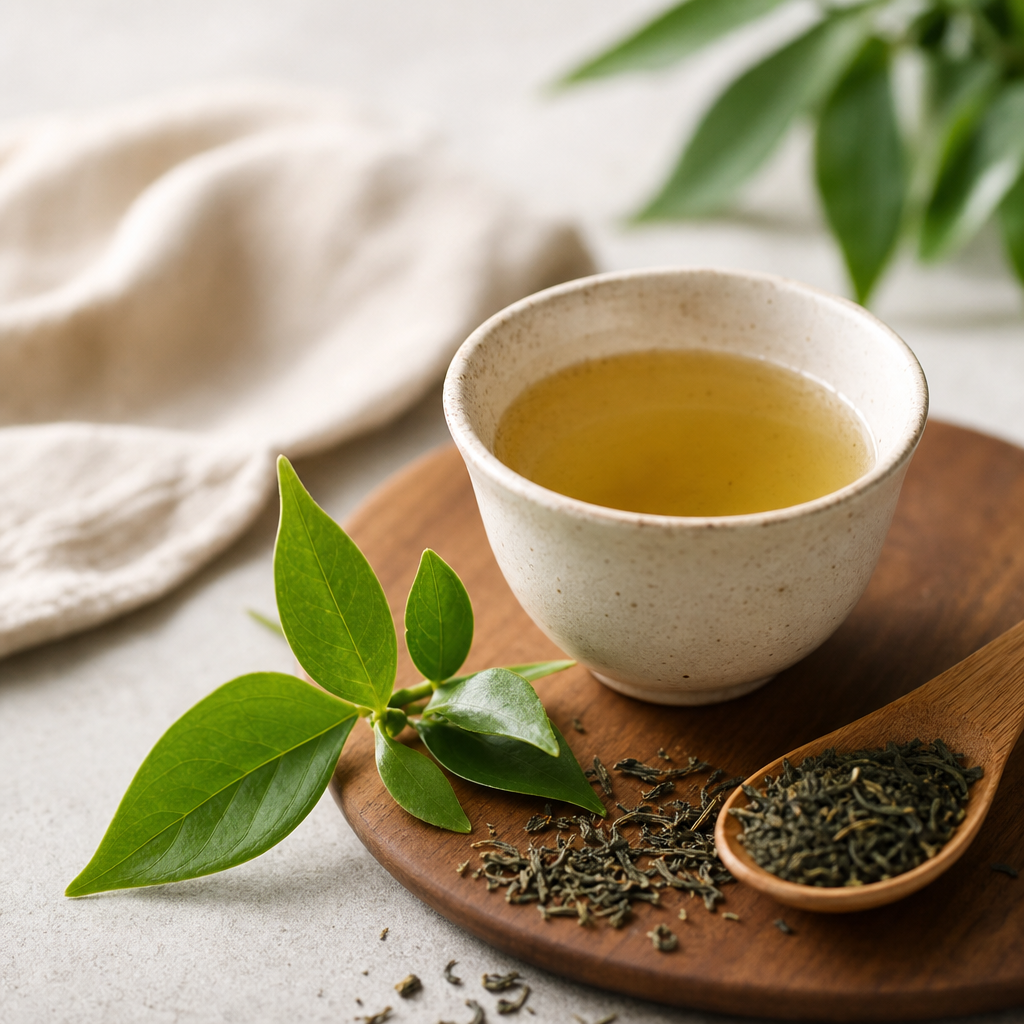 Hojas de té y ciencia de la L-teanina