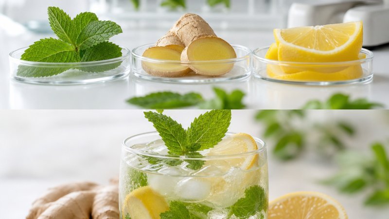 bebida refrescante de menta jengibre y limón