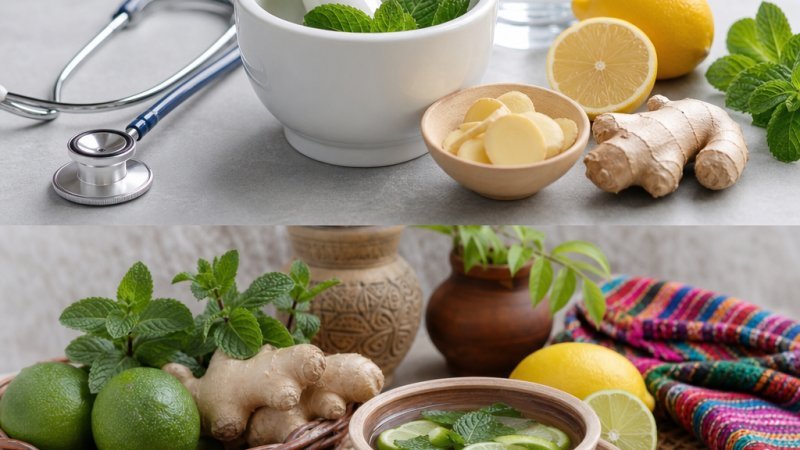 bebida refrescante de menta jengibre y limón