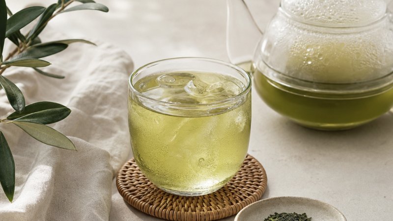 té verde japonés en verano en taza