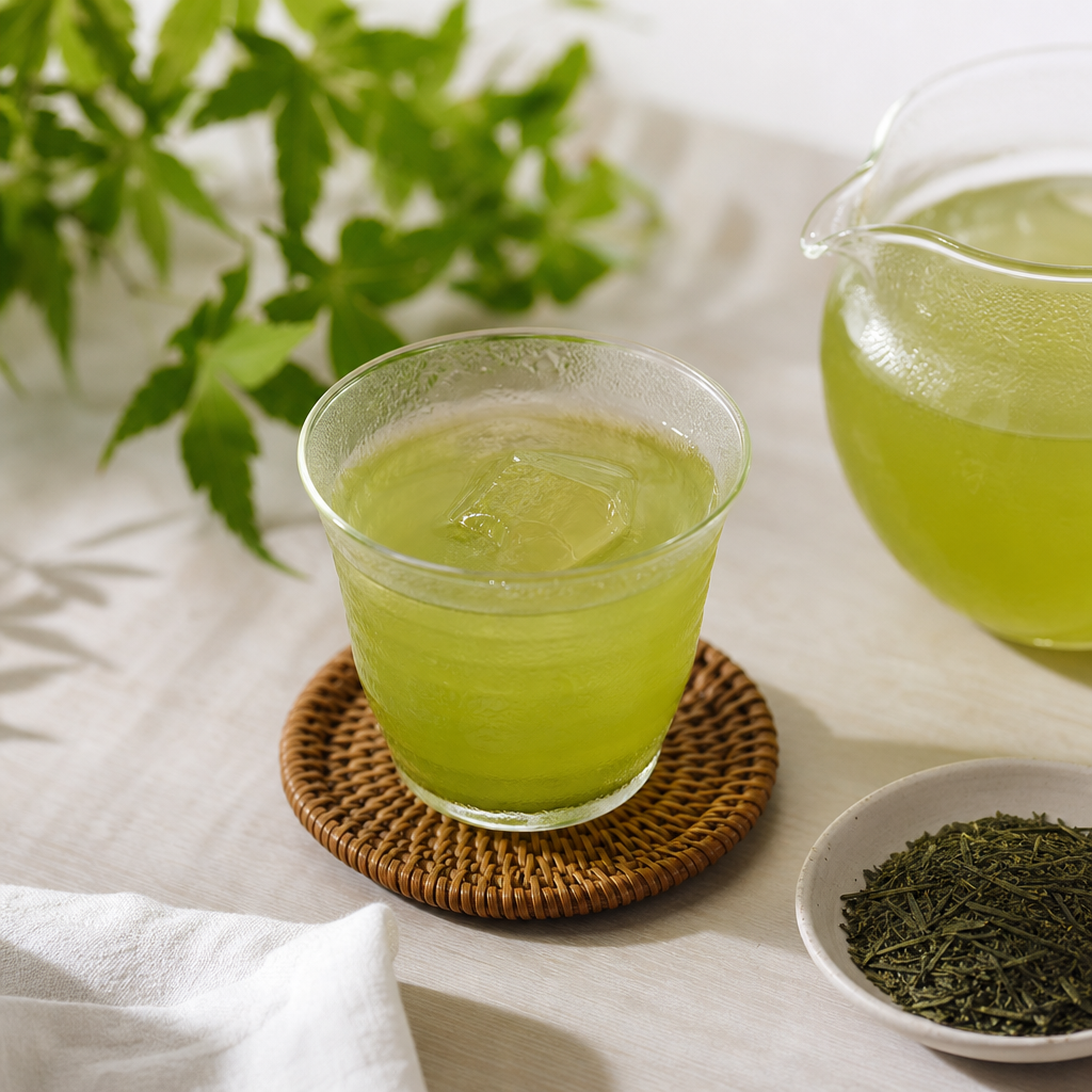 té verde japonés en verano en taza