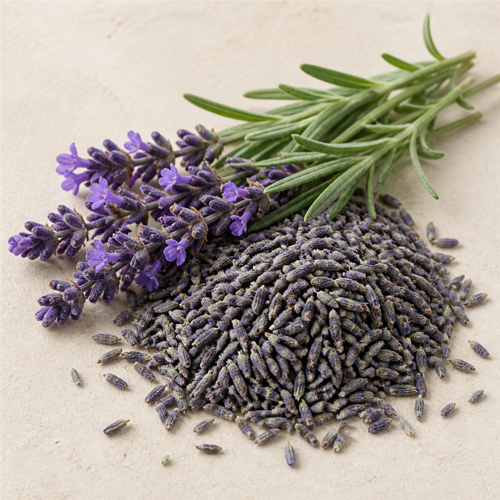 Lavanda: Flores moradas de Lavandula angustifolia, de aroma floral, fresco y ligeramente herbal muy reconocible.