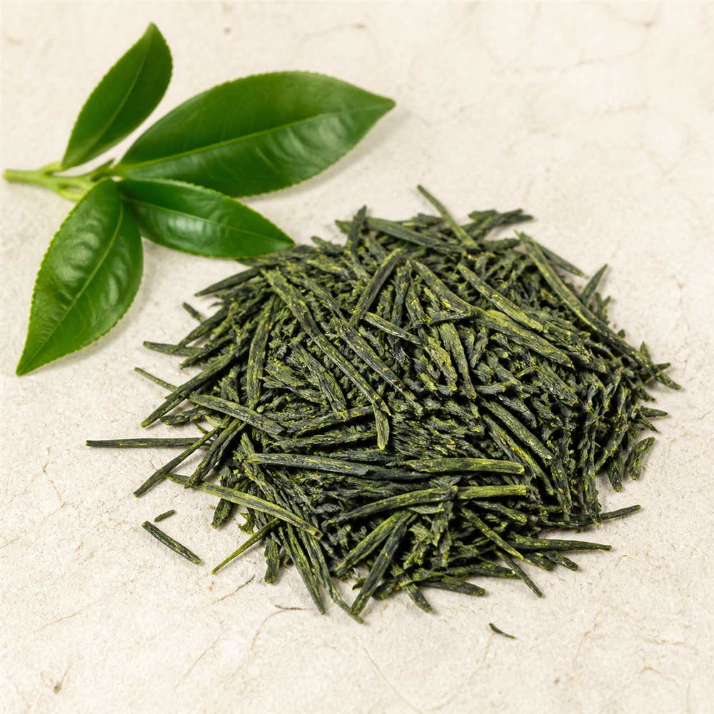 Té Verde (Sencha): Hojas de Camellia sinensis cocidas al vapor poco después de la cosecha para conservar su color y frescura.